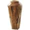 Brown Teak Wood Handmade Tall Floor Vase with Mosaic Live Edge